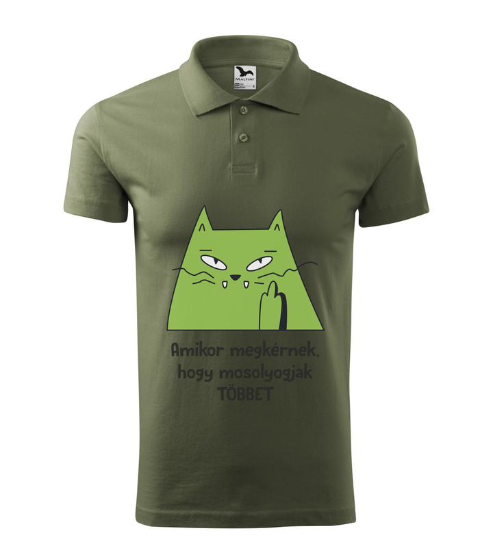 Amikor megkérnek, hogy mosolyogjak többet - Galléros férfi póló khaki
