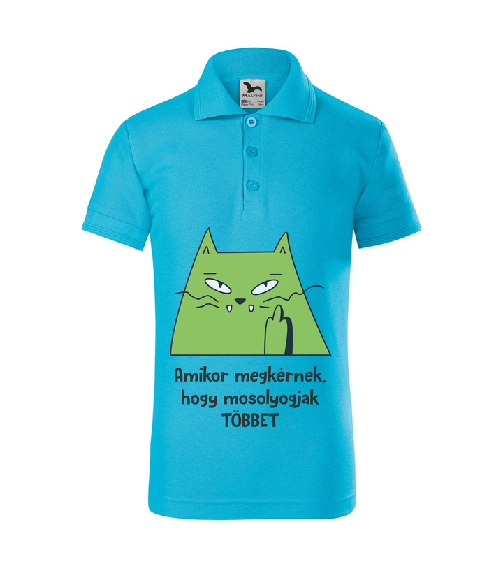 Amikor megkérnek, hogy mosolyogjak többet - Galléros gyerek póló türkiz