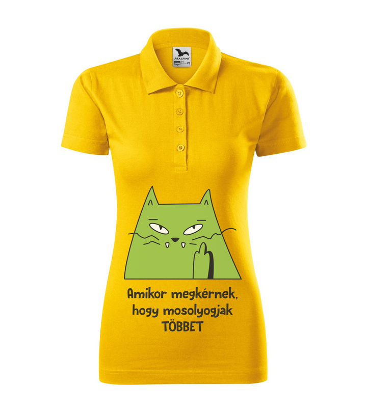 Amikor megkérnek, hogy mosolyogjak többet - Galléros női póló sárga