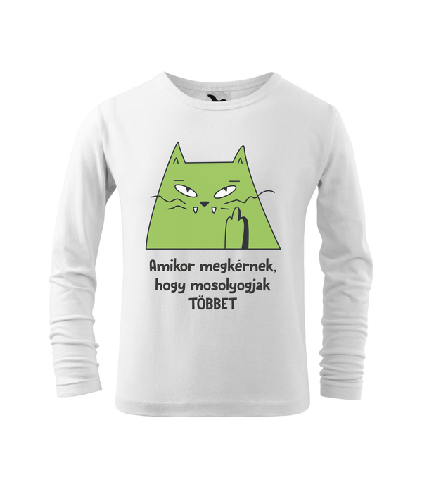 Amikor megkérnek, hogy mosolyogjak többet - Hosszú ujjú gyerek póló fehér
