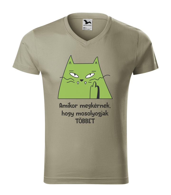 Amikor megkérnek, hogy mosolyogjak többet - V-nyakú férfi póló világos khaki