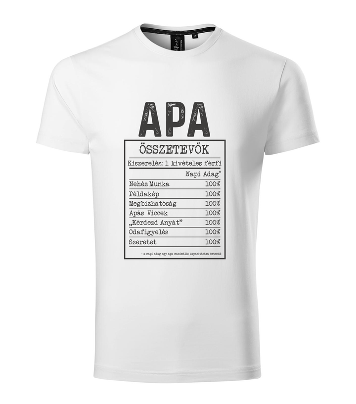 Apa összetevők - Prémium férfi póló fehér