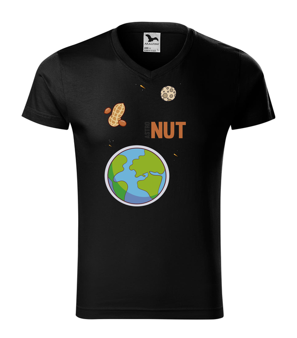 AstroNUT - V-nyakú férfi póló fekete