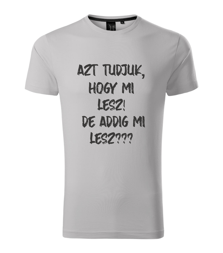 Azt tudjuk, hogy mi lesz! De addig mi lesz? - Prémium férfi póló ezüstszürke