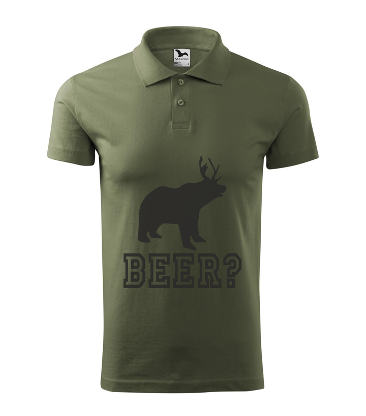 Beer, Deer, Bear? - Galléros férfi póló khaki