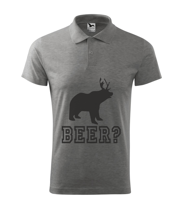 Beer, Deer, Bear? - Galléros férfi póló sötétszürke