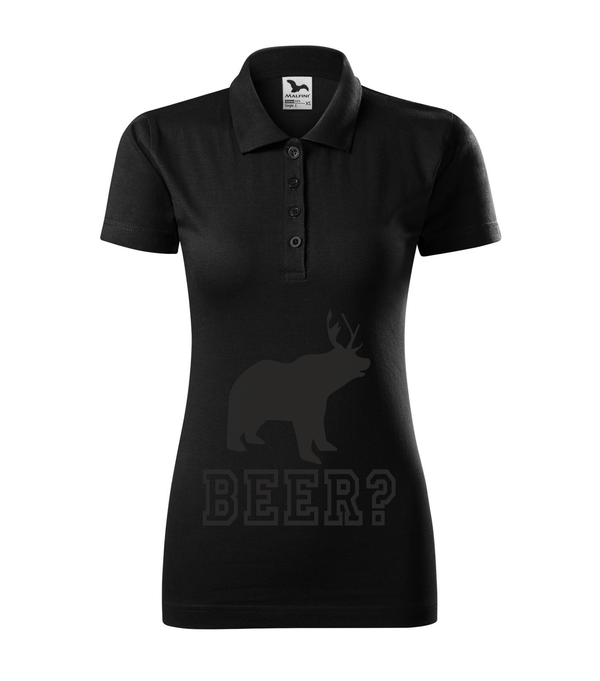 Beer, Deer, Bear? - Galléros női póló fekete