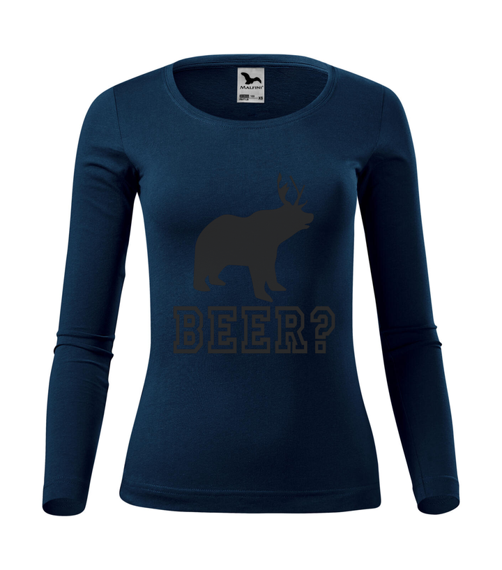 Beer, Deer, Bear? - Hosszú ujjú női póló tengerészkék