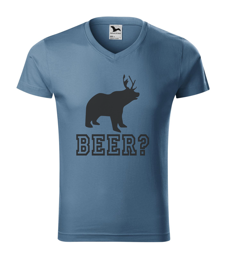 Beer, Deer, Bear? - V-nyakú férfi póló farmerkék