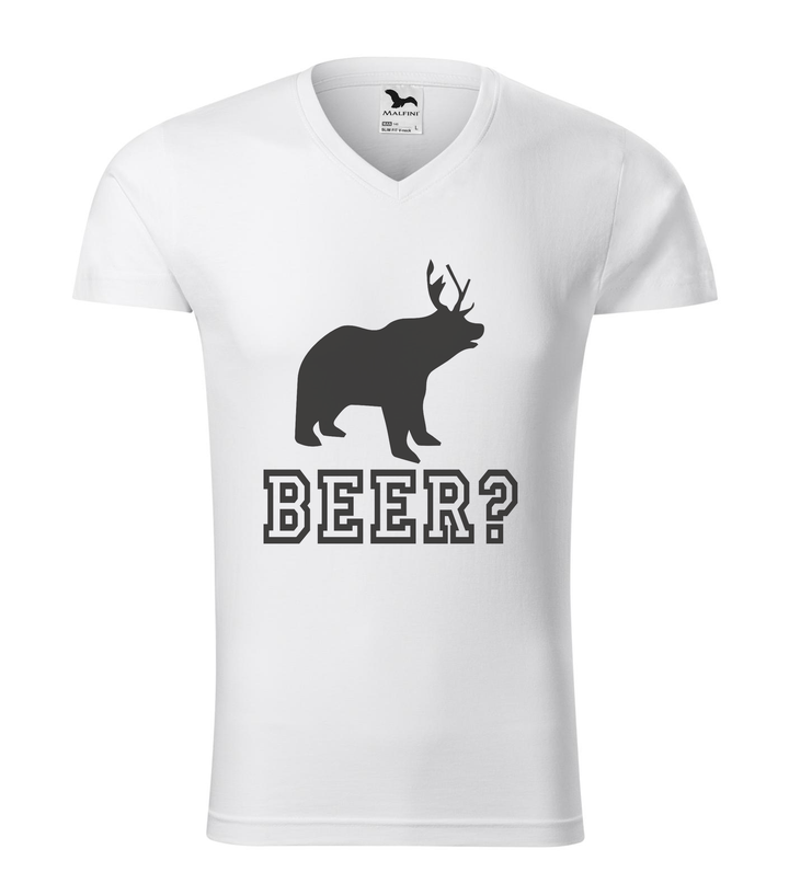 Beer, Deer, Bear? - V-nyakú férfi póló fehér