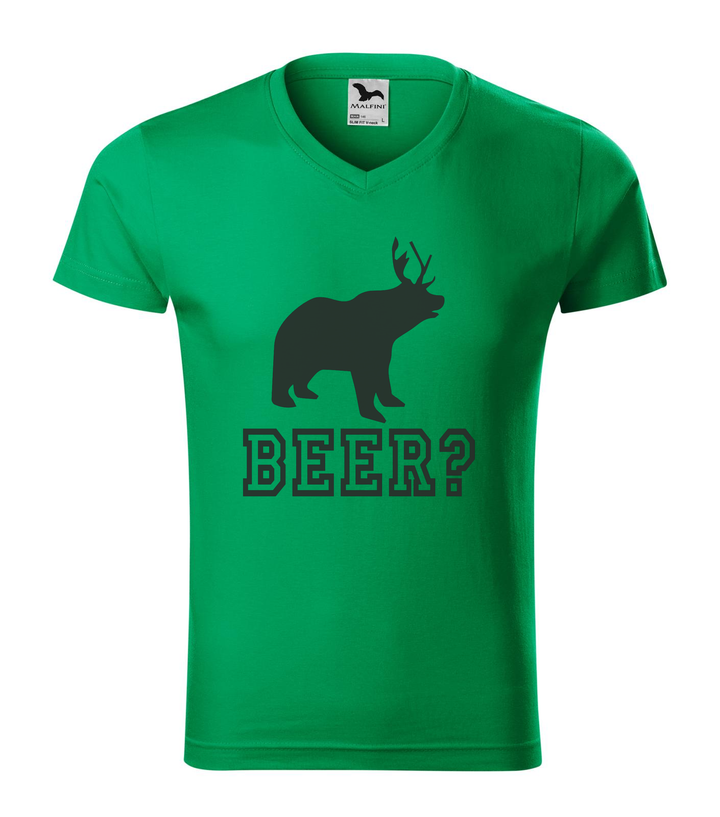 Beer, Deer, Bear? - V-nyakú férfi póló fűzöld