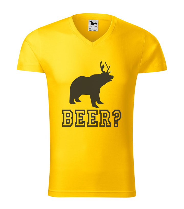 Beer, Deer, Bear? - V-nyakú férfi póló sárga