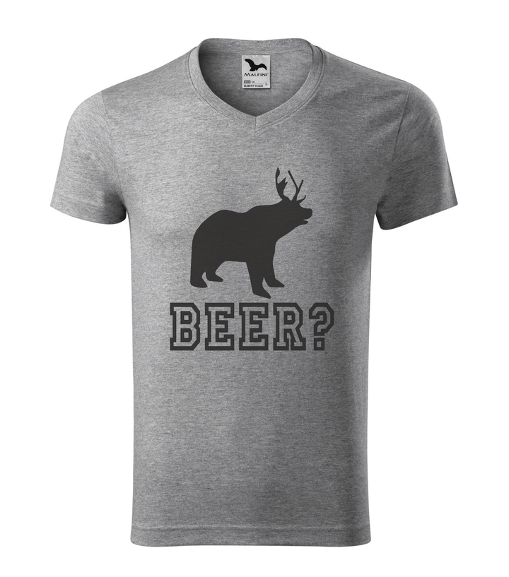 Beer, Deer, Bear? - V-nyakú férfi póló sötétszürke