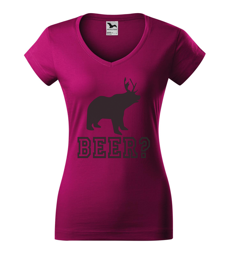 Beer, Deer, Bear? - V-nyakú női póló fukszia