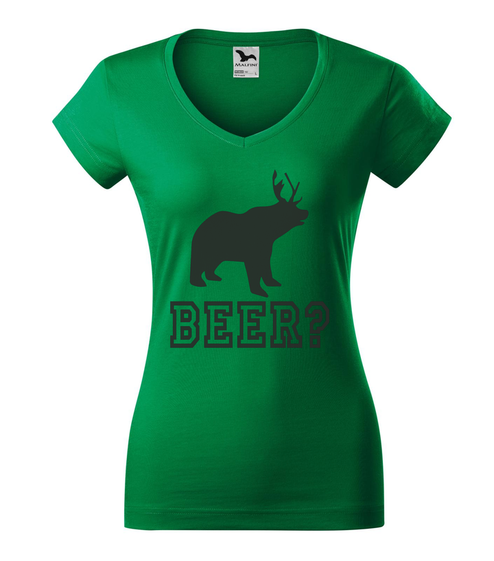 Beer, Deer, Bear? - V-nyakú női póló fűzöld