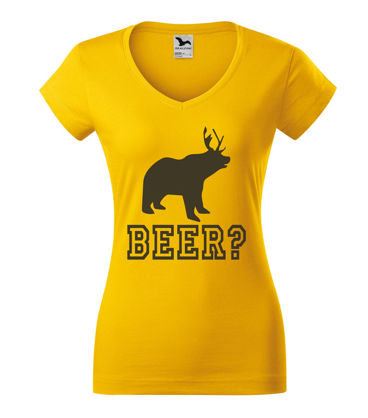 Beer, Deer, Bear? - V-nyakú női póló sárga