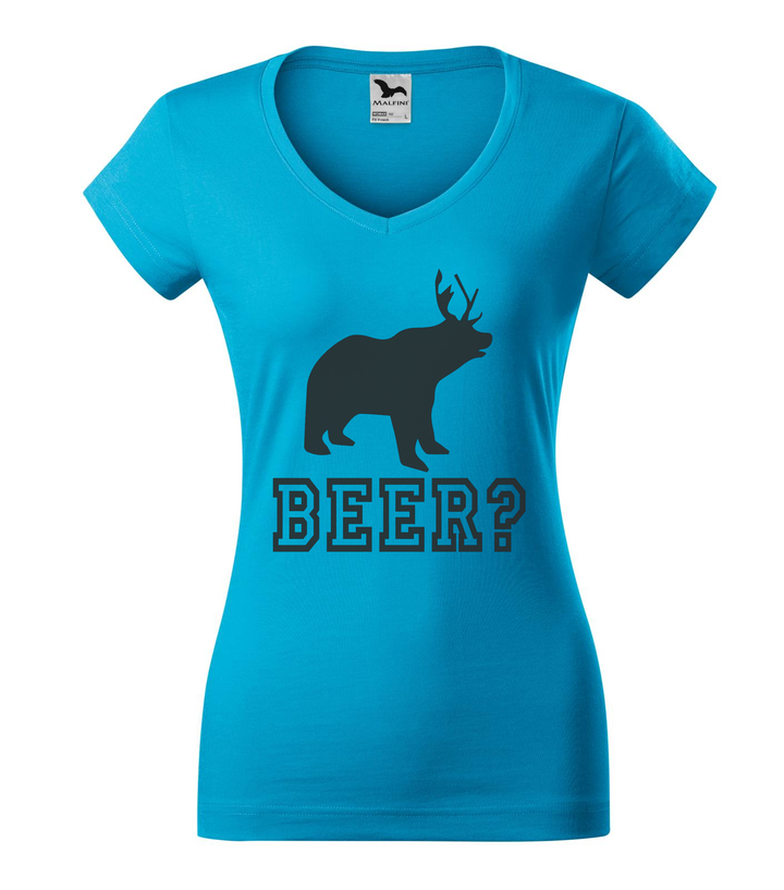 Beer, Deer, Bear? - V-nyakú női póló türkiz