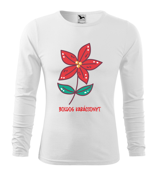 Boldog karácsonyt fagyöngy - Hosszú ujjú férfi póló fehér