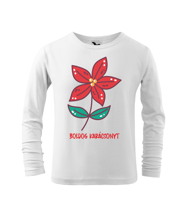 Boldog karácsonyt fagyöngy - Hosszú ujjú gyerek póló fehér