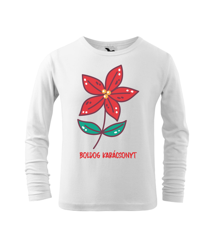 Boldog karácsonyt fagyöngy - Hosszú ujjú gyerek póló fehér