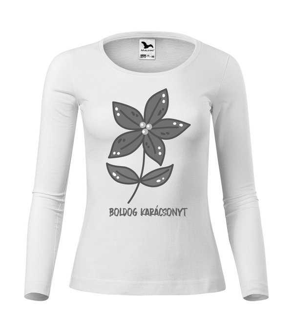 Boldog karácsonyt fagyöngy - Hosszú ujjú női póló fehér