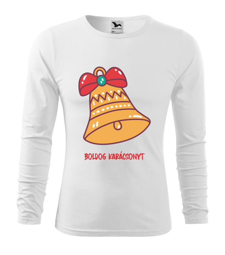 Boldog karácsonyt harang - Hosszú ujjú férfi póló fehér