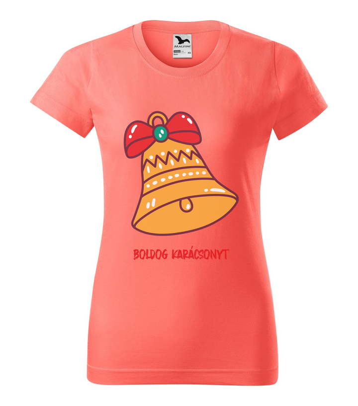 Boldog karácsonyt harang - Női póló coral
