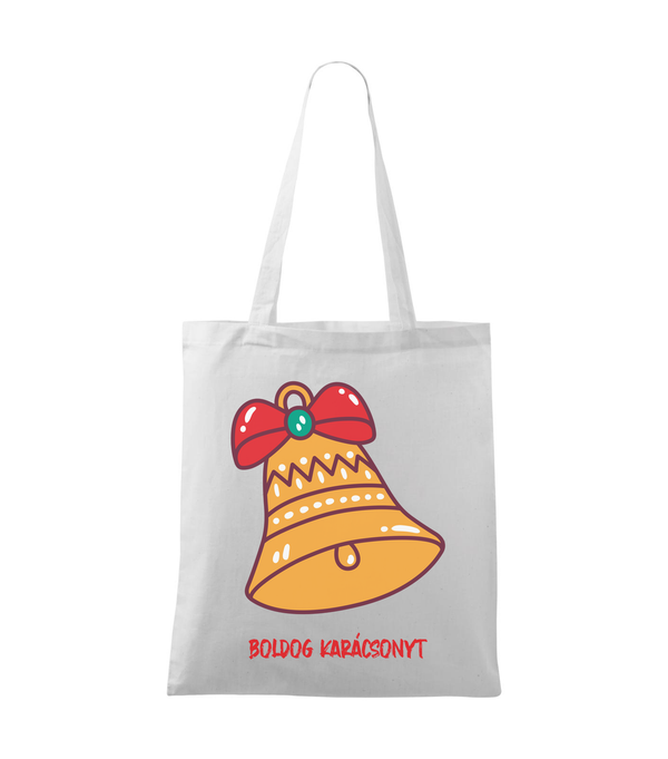 Boldog karácsonyt harang - Vászontáska (42 x 38 cm) fehér