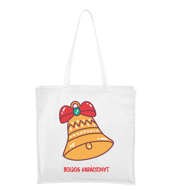 Boldog karácsonyt harang - Vászontáska (43 x 43 cm) fehér
