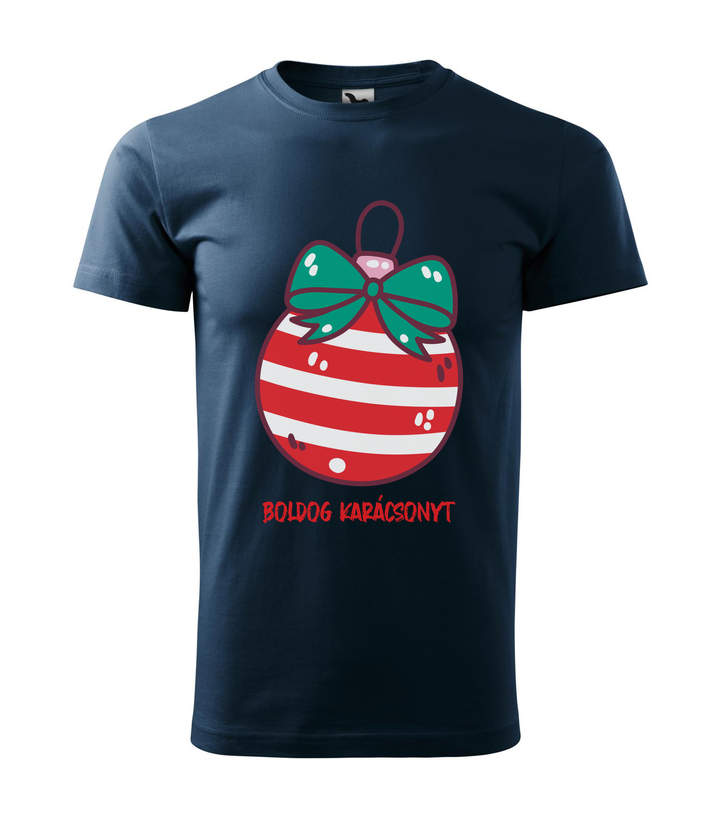 Boldog karácsonyt karácsonyfa dísz - Férfi póló tengerészkék