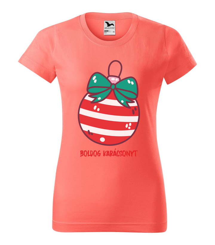 Boldog karácsonyt karácsonyfa dísz - Női póló coral