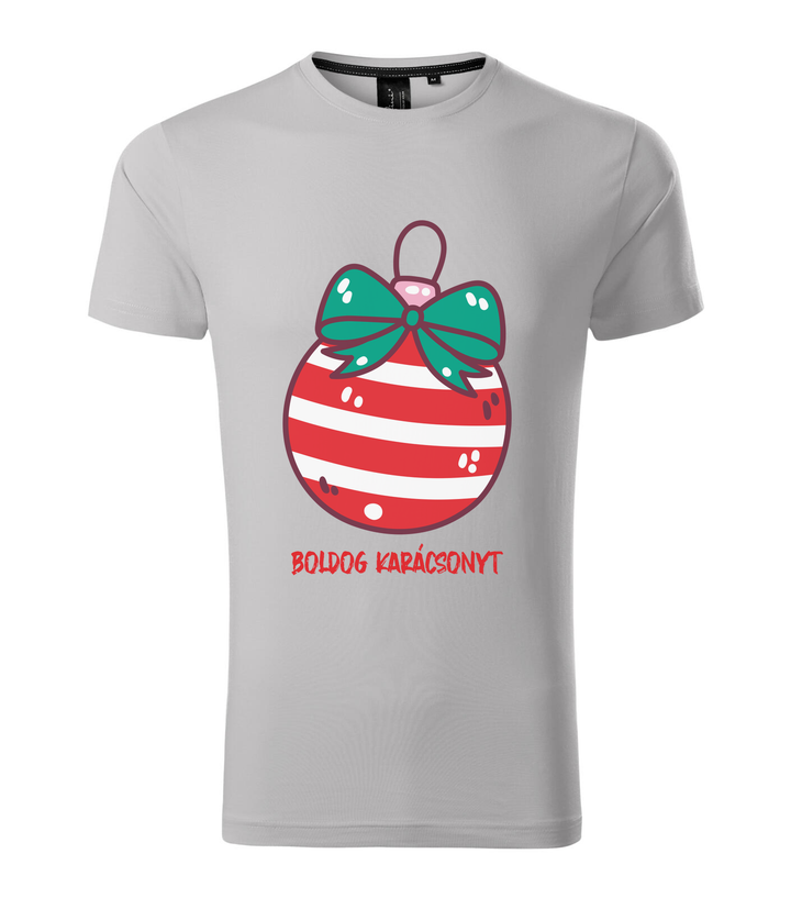 Boldog karácsonyt karácsonyfa dísz - Prémium férfi póló ezüstszürke