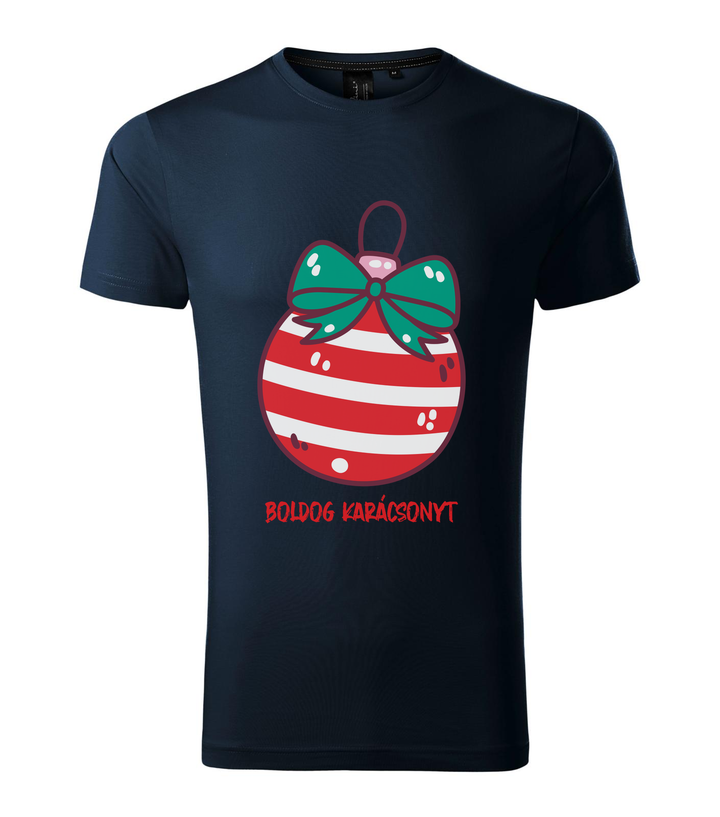Boldog karácsonyt karácsonyfa dísz - Prémium férfi póló tengerészkék