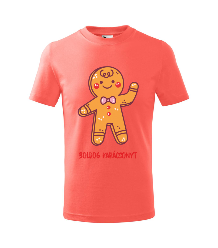 Boldog karácsonyt mézeskalács figura - Gyerek póló coral