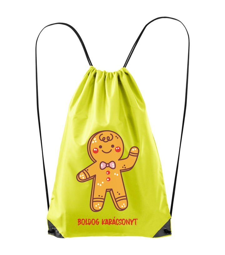 Boldog karácsonyt mézeskalács figura - Hátizsák neon sárga