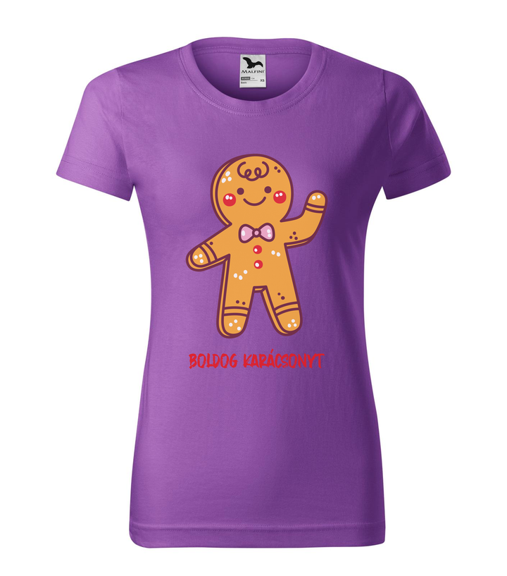 Boldog karácsonyt mézeskalács figura - Női póló lila