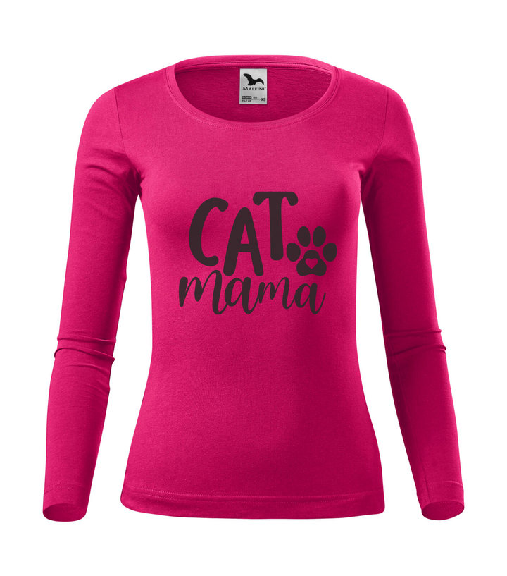 Cat mama - Hosszú ujjú női póló málna