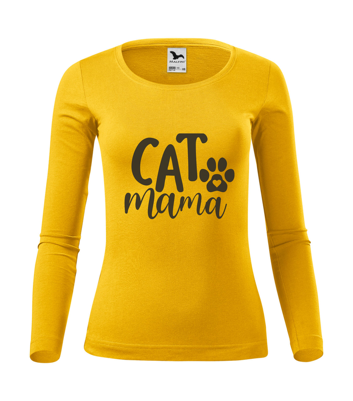 Cat mama - Hosszú ujjú női póló sárga