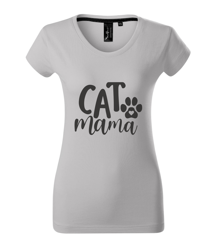 Cat mama - Prémium női póló ezüstszürke