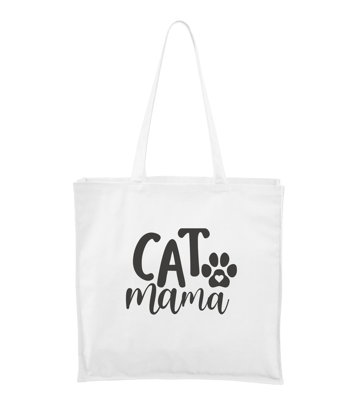 Cat mama - Vászontáska (43 x 43 cm) fehér