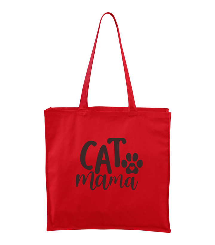 Cat mama - Vászontáska (43 x 43 cm) piros