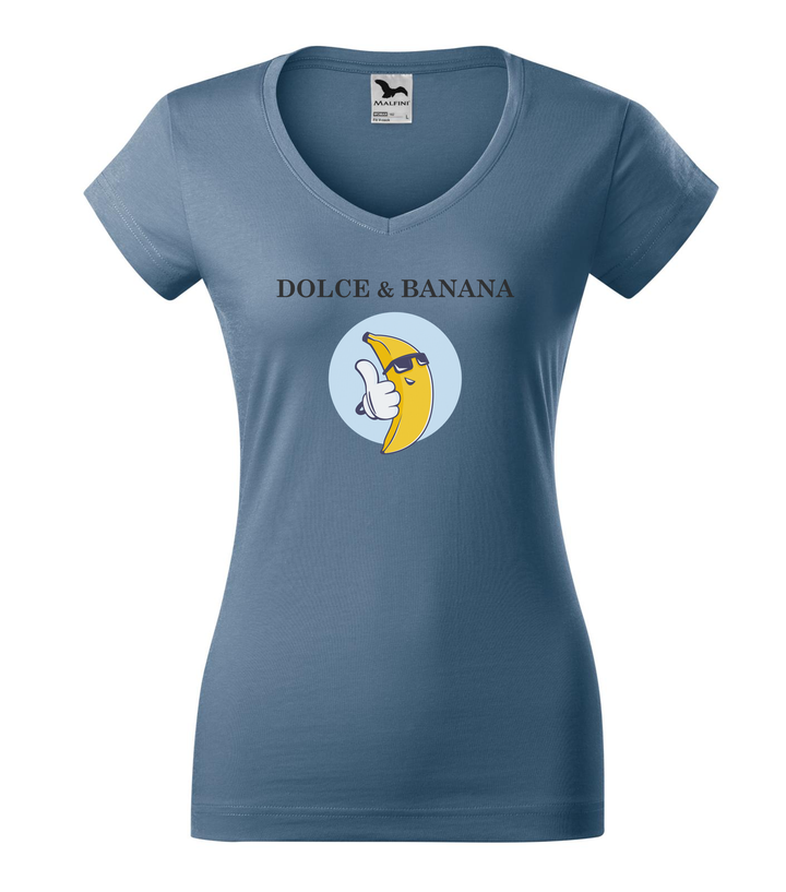 Dolce & Banana - V-nyakú női póló farmerkék