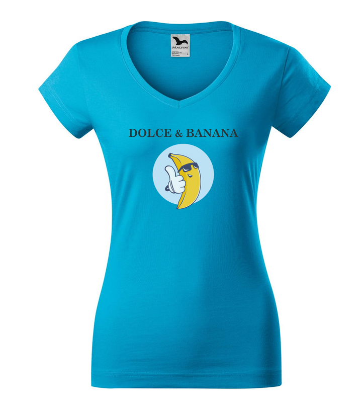 Dolce & Banana - V-nyakú női póló türkiz