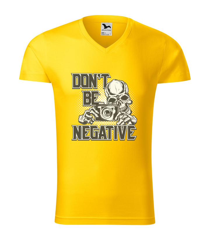 Don't be negative (black and white) - V-nyakú férfi póló sárga