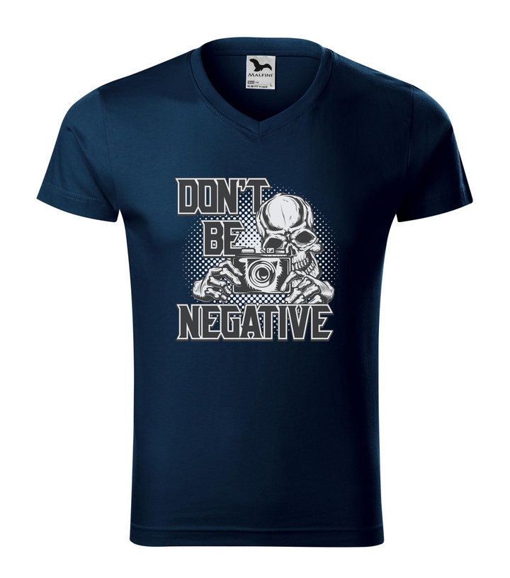 Don't be negative (black and white) - V-nyakú férfi póló tengerészkék