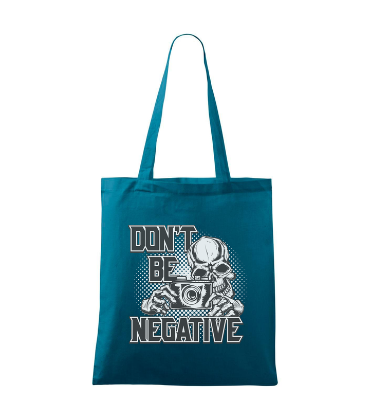 Don't be negative (black and white) - Vászontáska (42 x 38 cm) petrol kék