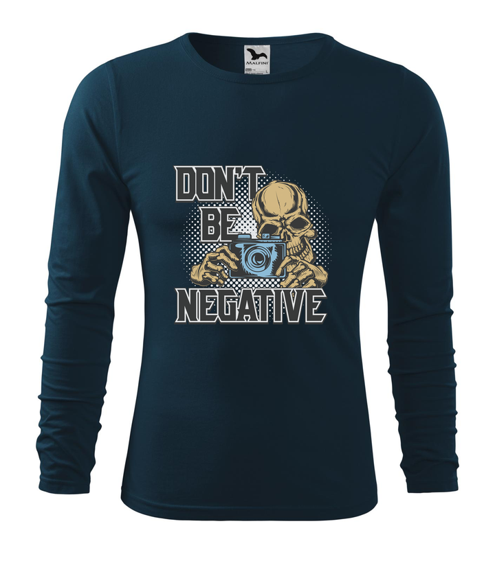 Don't be negative (color) - Hosszú ujjú férfi póló tengerészkék