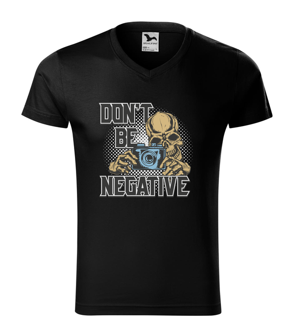 Don't be negative (color) - V-nyakú férfi póló fekete