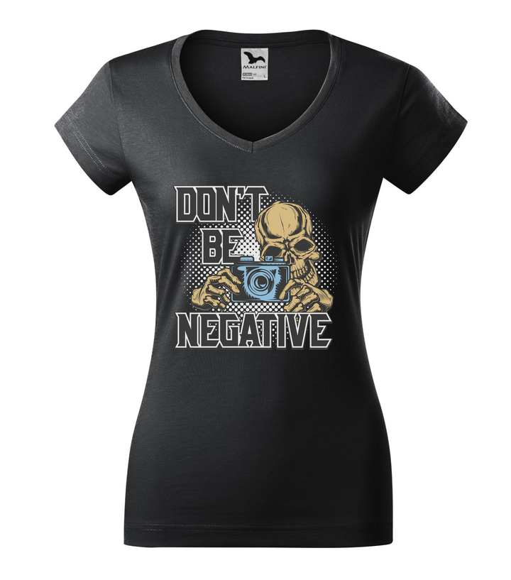 Don't be negative (color) - V-nyakú női póló ébenszürke