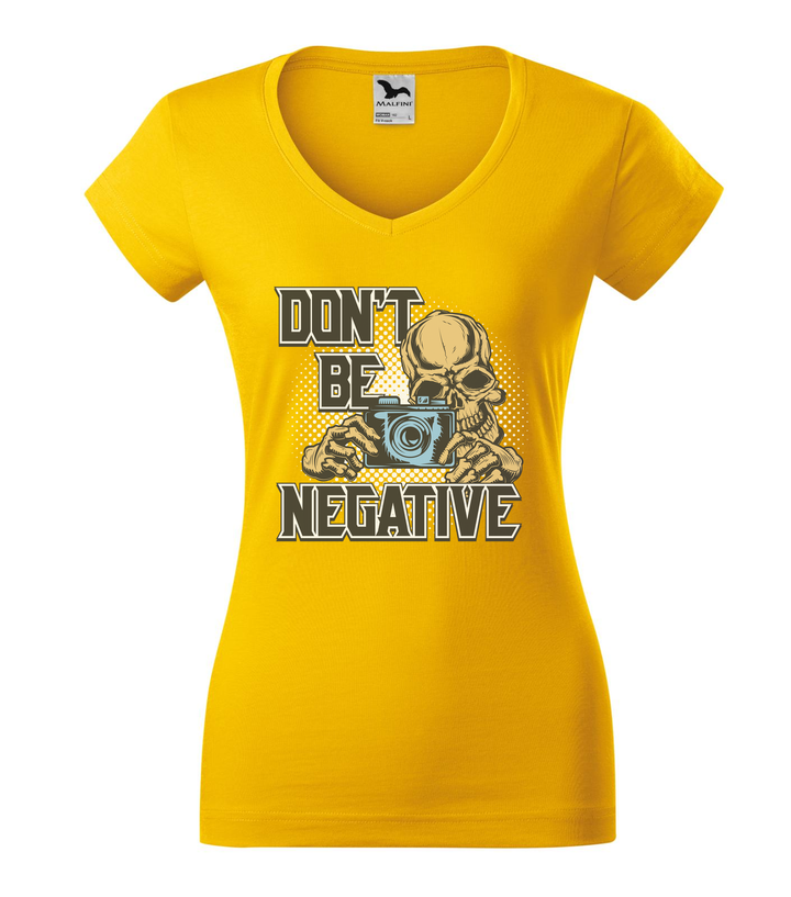Don't be negative (color) - V-nyakú női póló sárga